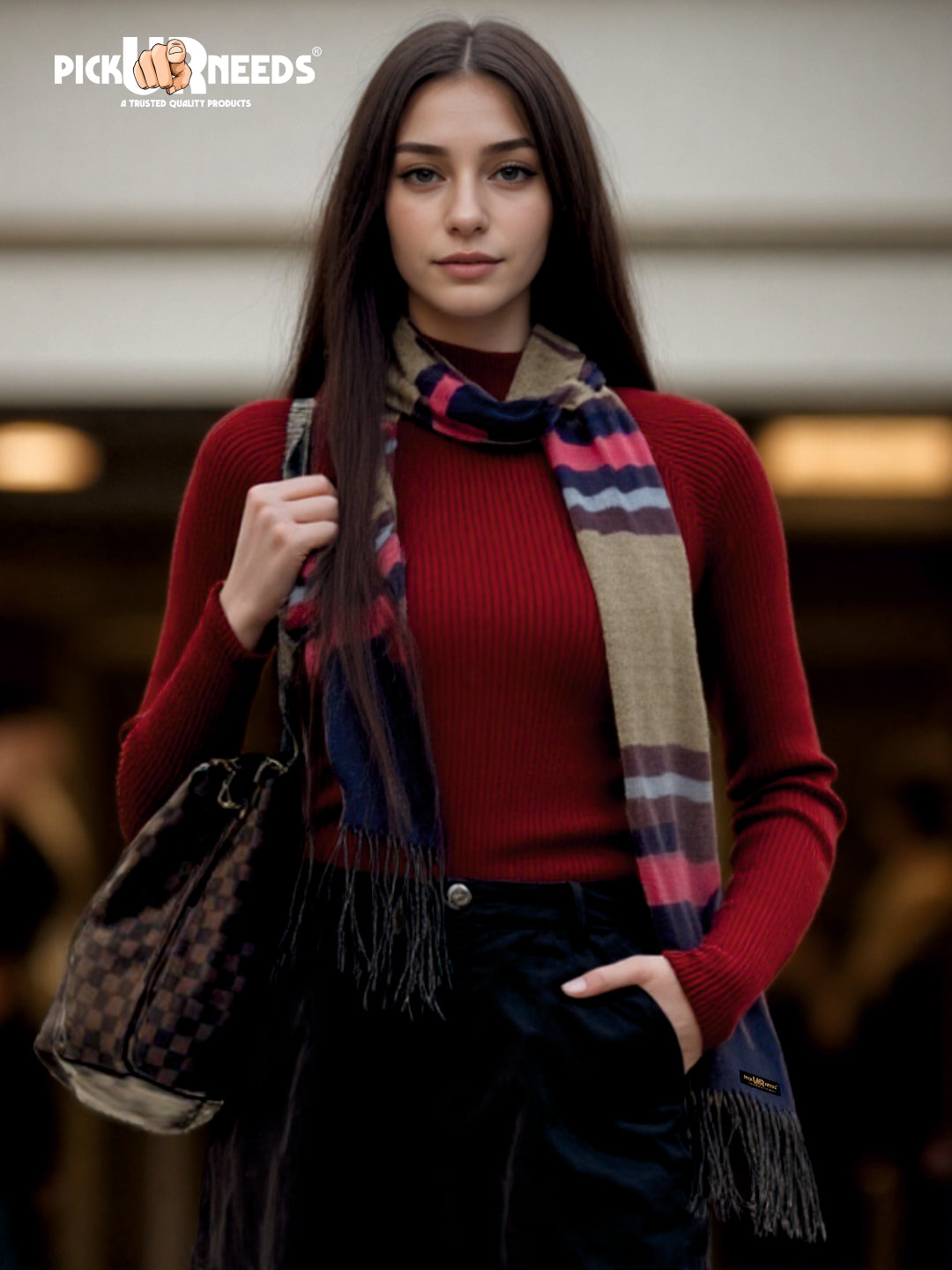 Pick Ur Needs Pure Cashmere Womens Winter Stylish Muffler Warm, Soft and Trendy Scarves for Cold W